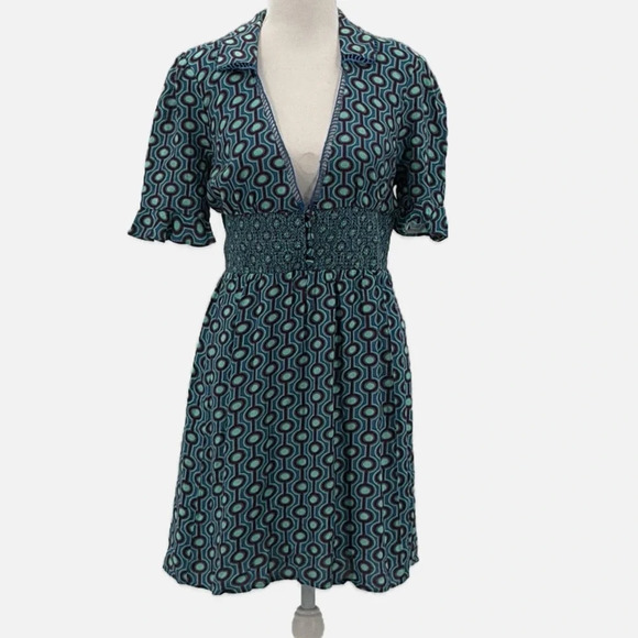 Urban Outfitters Graziana Mini Dress in Blue Motif - NEW - Size Large - Picture 4 of 10